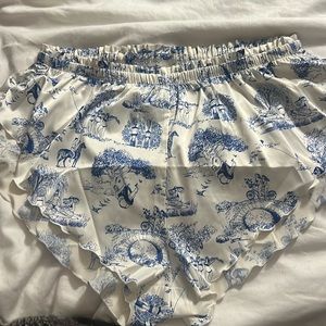 Fun blue and white silk sleep shorts